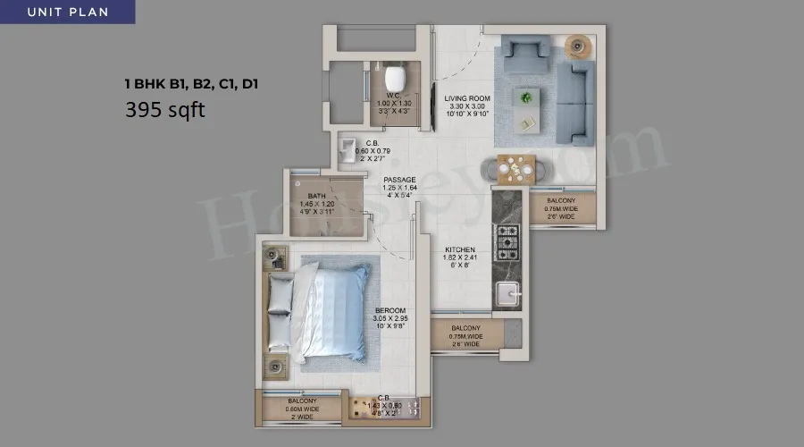 Provident Palm Vista Unit plan - 395 sq.ft.