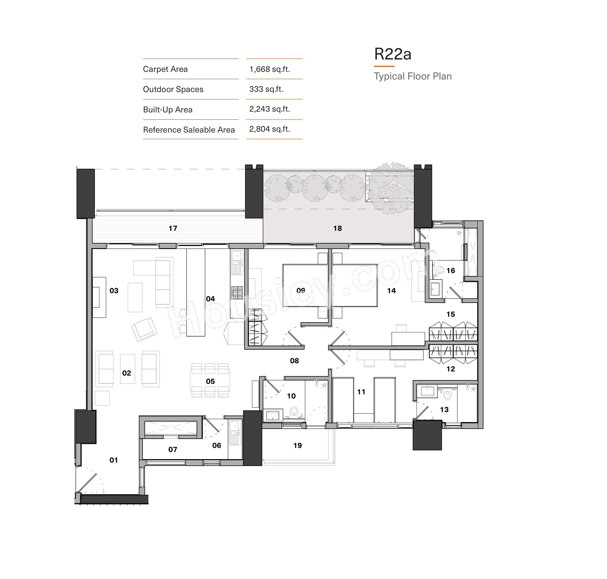 Pursuit of a Radical Rhapsody Unit plan - 1668 sq.ft.