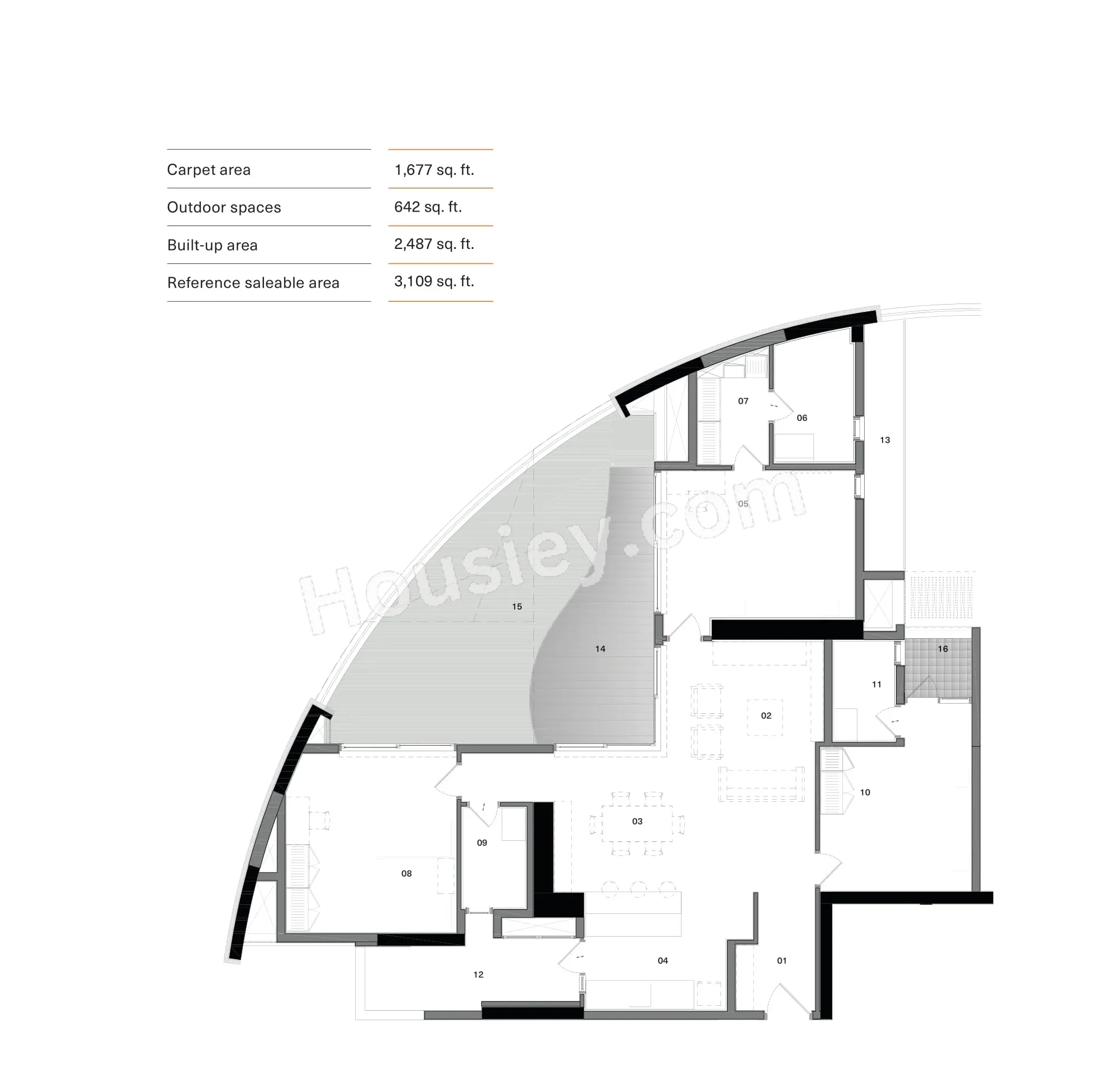 Pursuit of a Radical Rhapsody Unit plan - 1677 sq.ft.