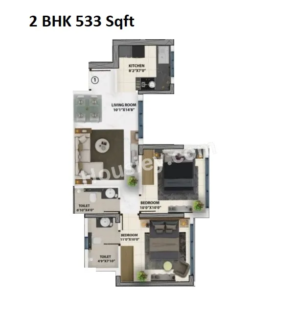 Purva Clermont Unit plan - 533 sq.ft.