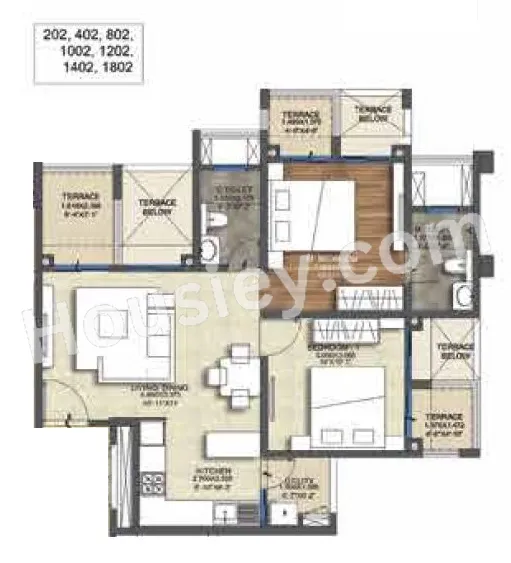 Purva Emerald Bay Unit plan - 659 sq.ft.