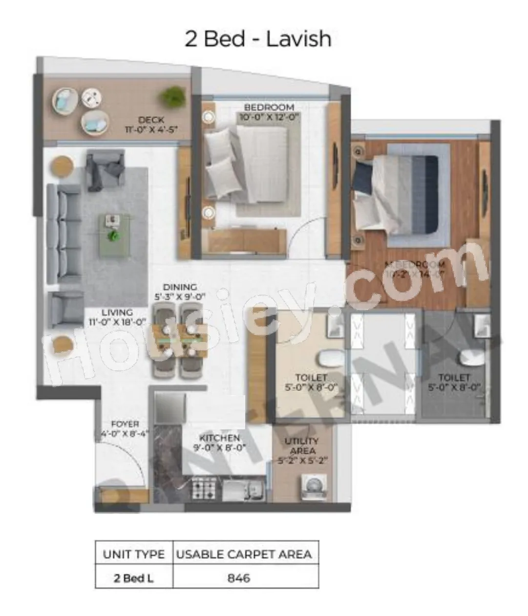 Purva Keshav Nagar Unit plan - 846 sq.ft.