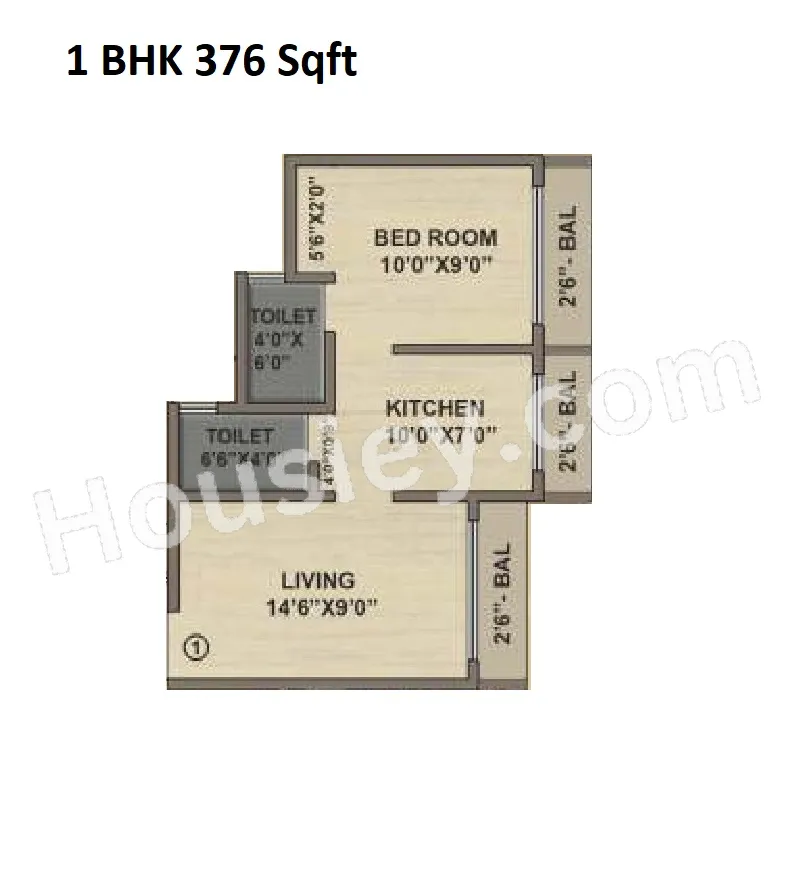 Queens Tower Phase 2 Unit plan - 376 sq.ft.