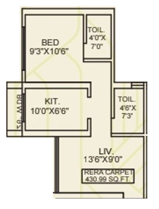 Radheya Sai Enclave Phase 2 Unit plan - 430 sq.ft.