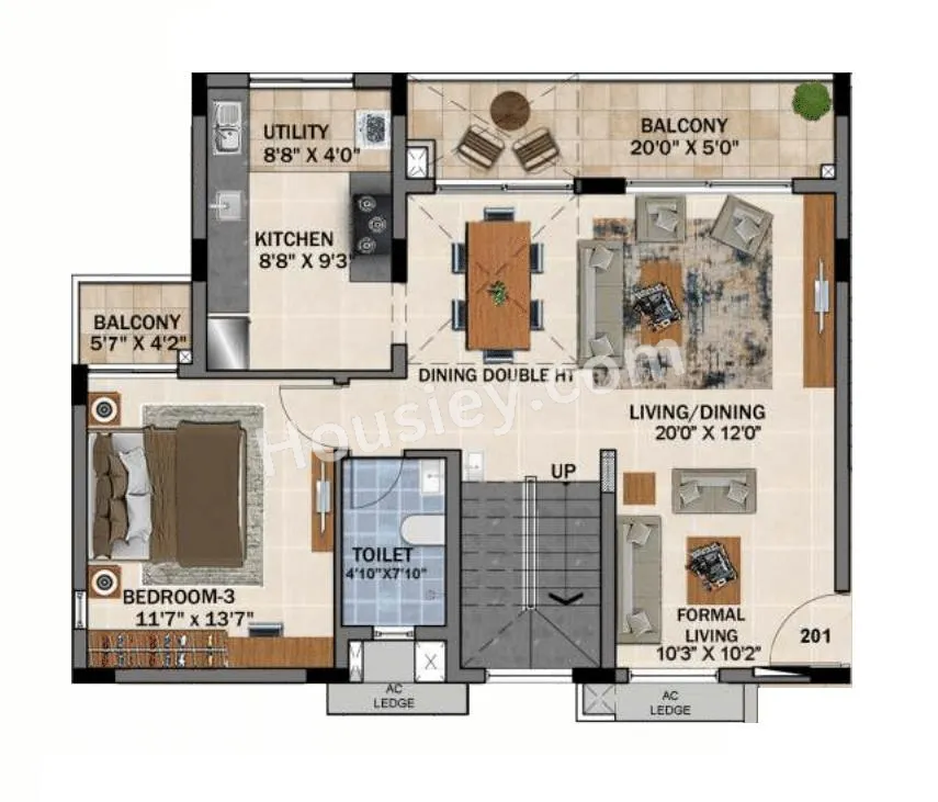 Radiance Floresta Unit plan - 1651 sq.ft.
