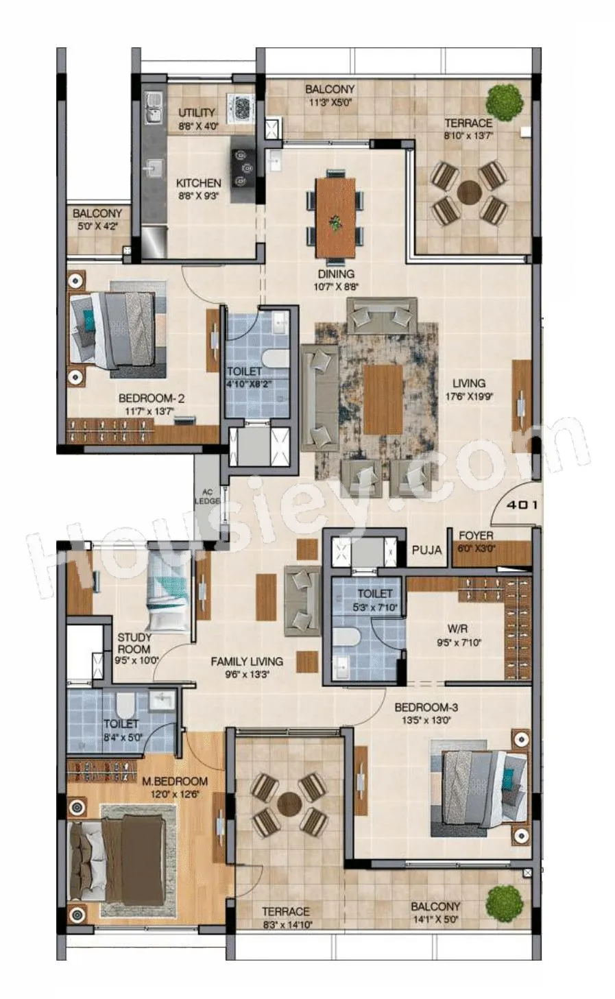 Radiance Floresta Unit plan - 1722 sq.ft.