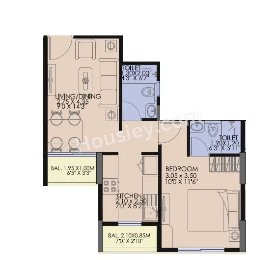 Raj Urbania Unit plan - 441 sq.ft.