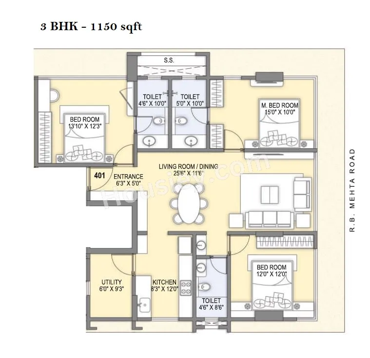 Rajshree Aashiyana Unit plan - 1150 sq.ft.