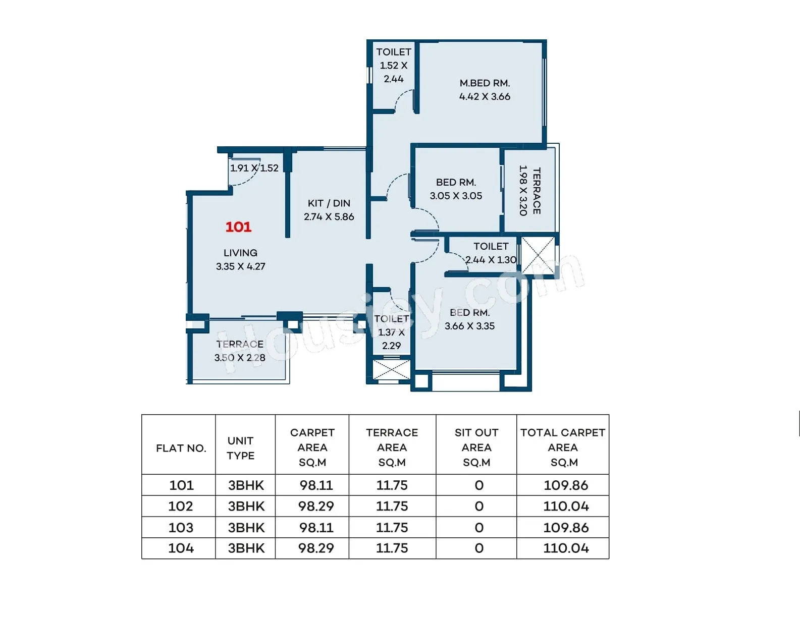 Raojee Palladium Homes Unit plan - 1183 sq.ft.