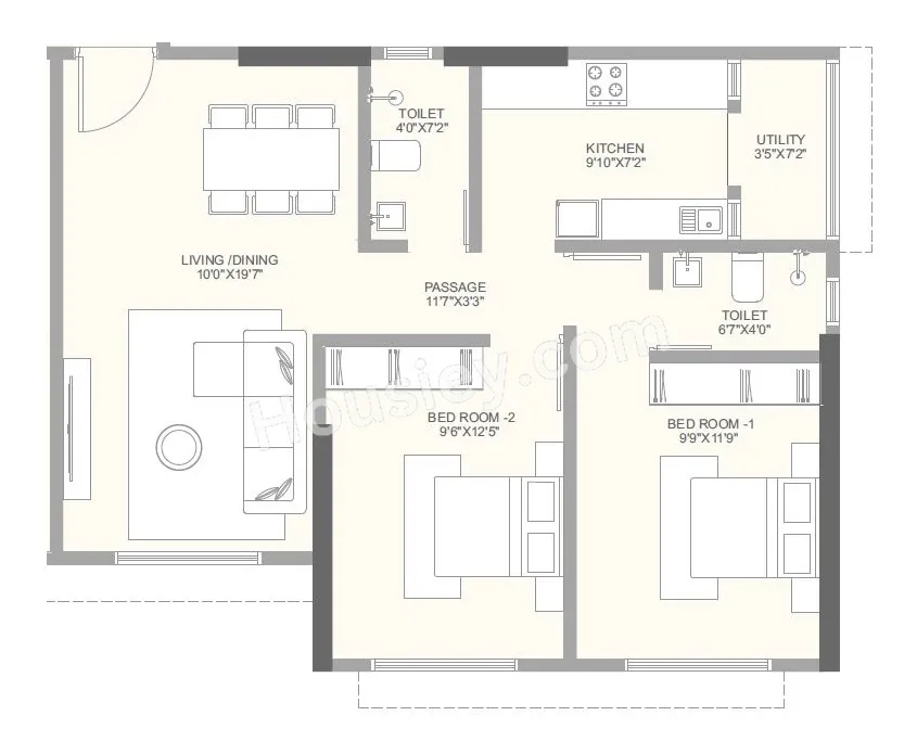 Rathod Ratan Address Unit plan - 683 sq.ft.
