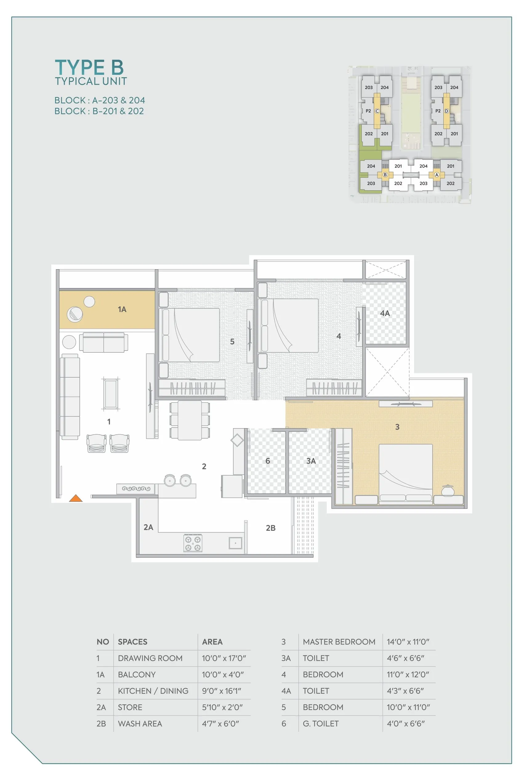 Ratna Turquoise Greenz Unit plan - floor layout