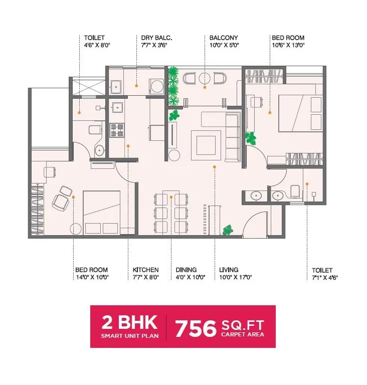 Ravima Newton Unit plan - 756 sq.ft.