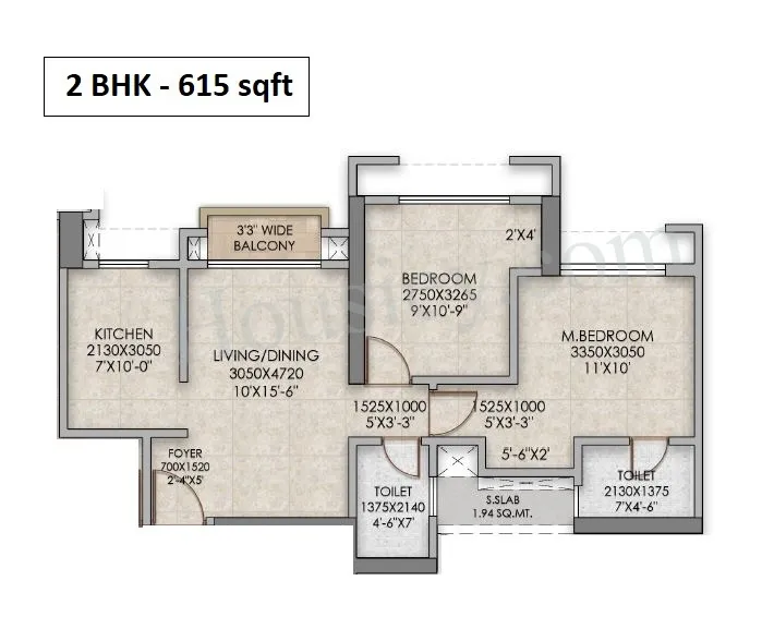 Raymond TEN X ERA Unit plan - 615 sq.ft.