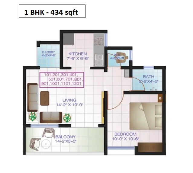 Real Dream Homes Unit plan - 434 sq.ft.