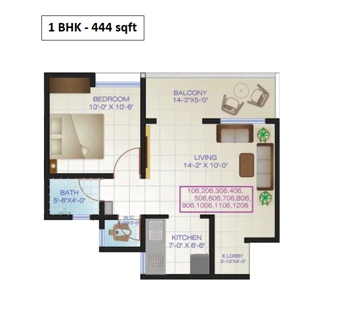Real Dream Homes Unit plan - 444 sq.ft.