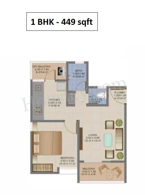 Real Dream Homes Unit plan - 449 sq.ft.