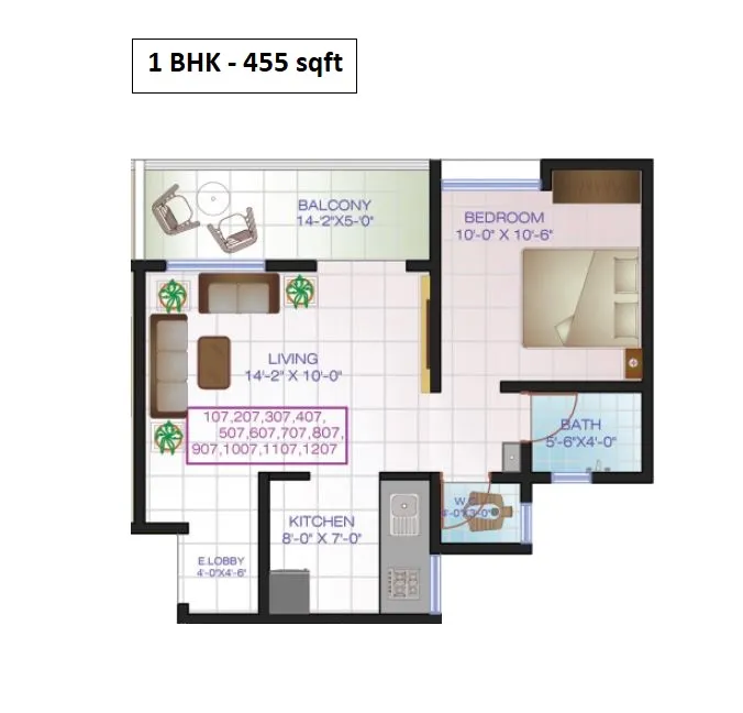 Real Dream Homes Unit plan - 455 sq.ft.