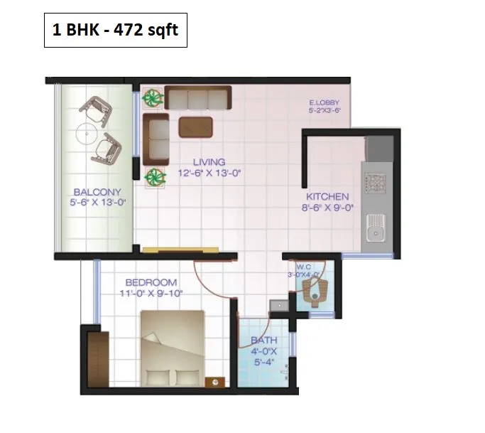 Real Dream Homes Unit plan - 472 sq.ft.