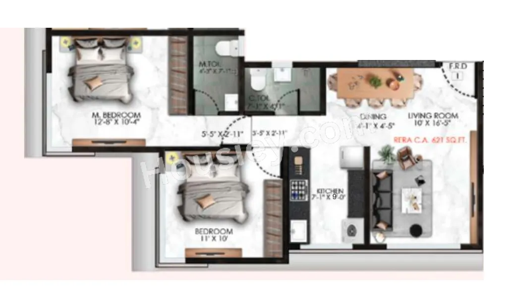 Rishabraj Saffron Peace Unit plan - 621 sq.ft.