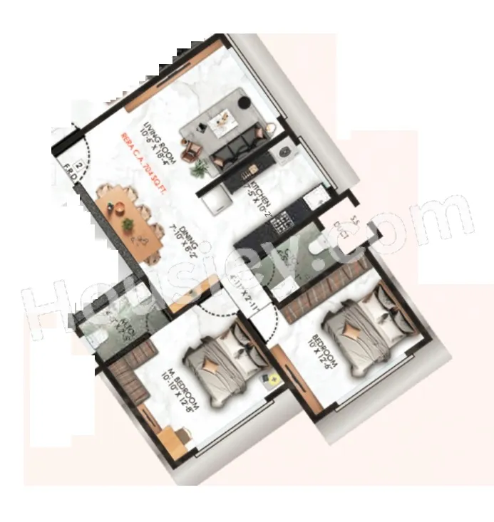 Rishabraj Saffron Peace Unit plan - 703 sq.ft.
