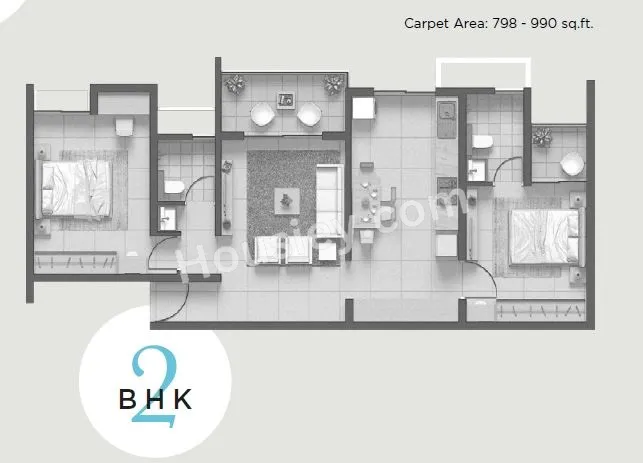 Rohan Viti Unit plan - 799 sq.ft.