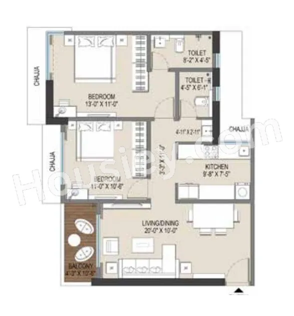 Royal Bliss Unit plan - 755 sq.ft.