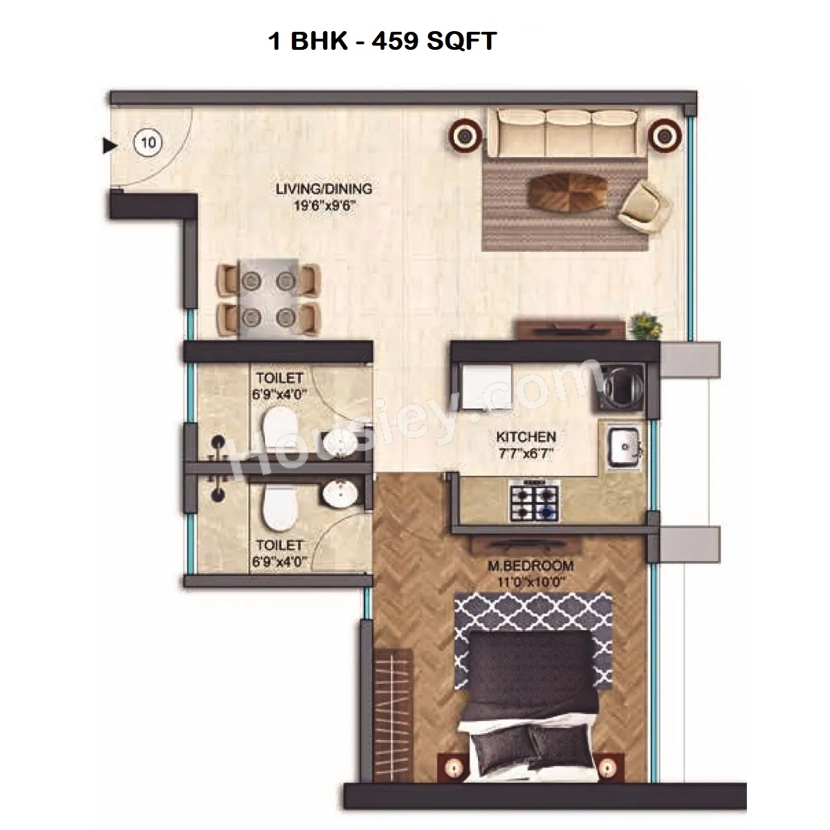 Runwal 25 Hour Life Unit plan - 459 sq.ft.