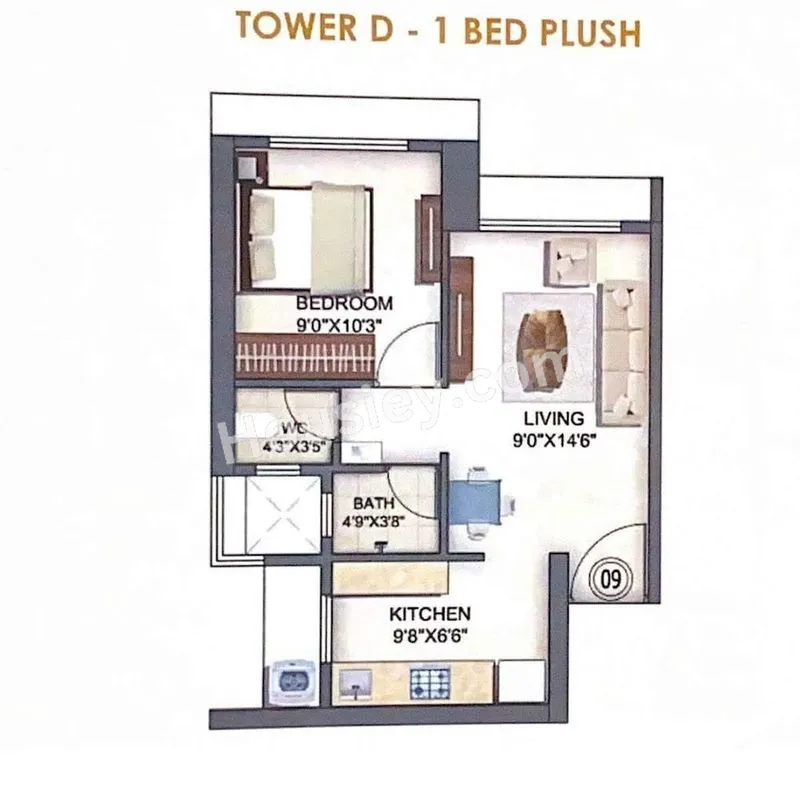 Runwal Enchanted Unit plan - 455 sq.ft.