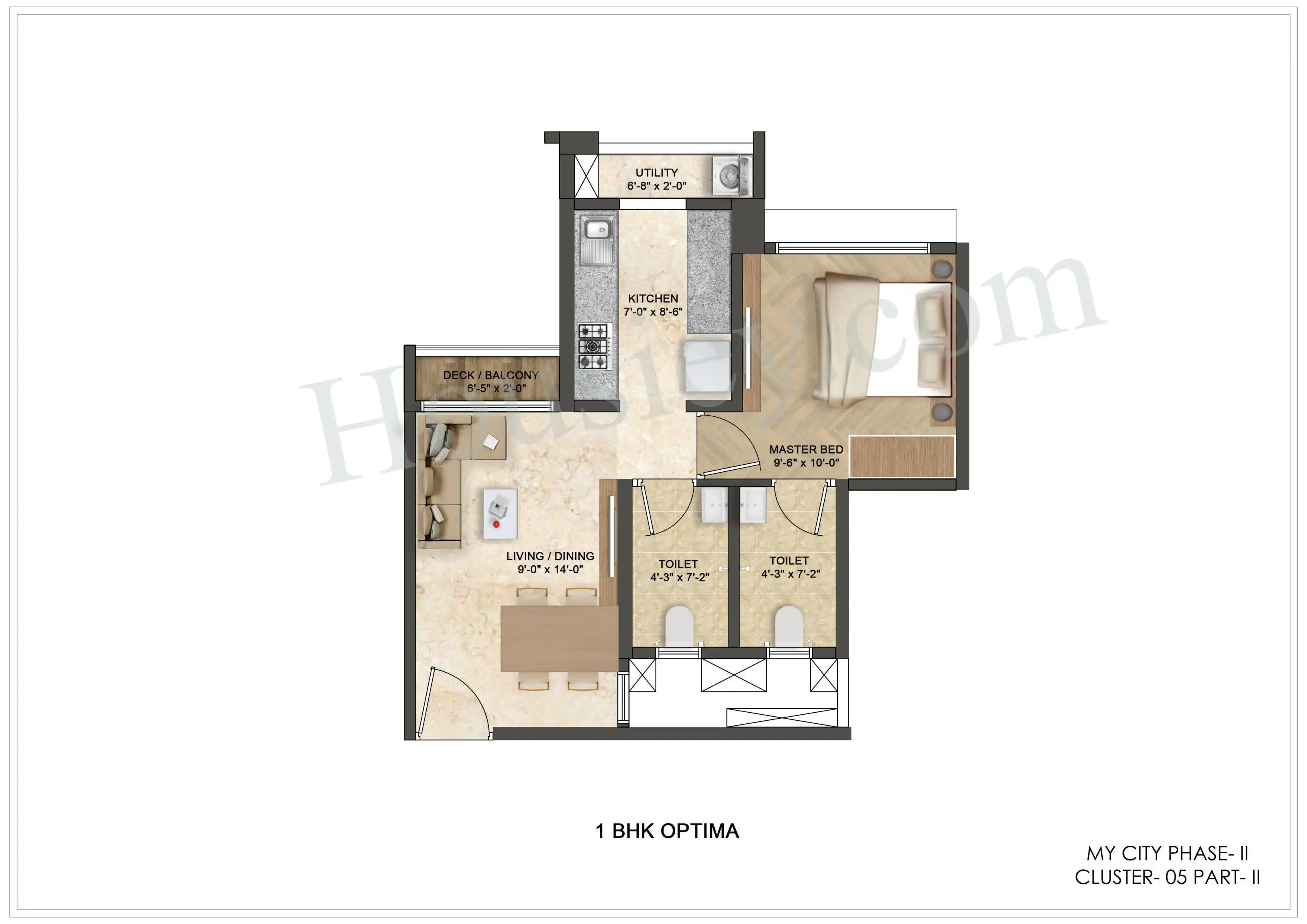 Runwal My City Blossom City Unit plan - 404 sq.ft.