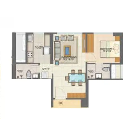 Runwal Pinnacle Unit plan - 462 sq.ft.