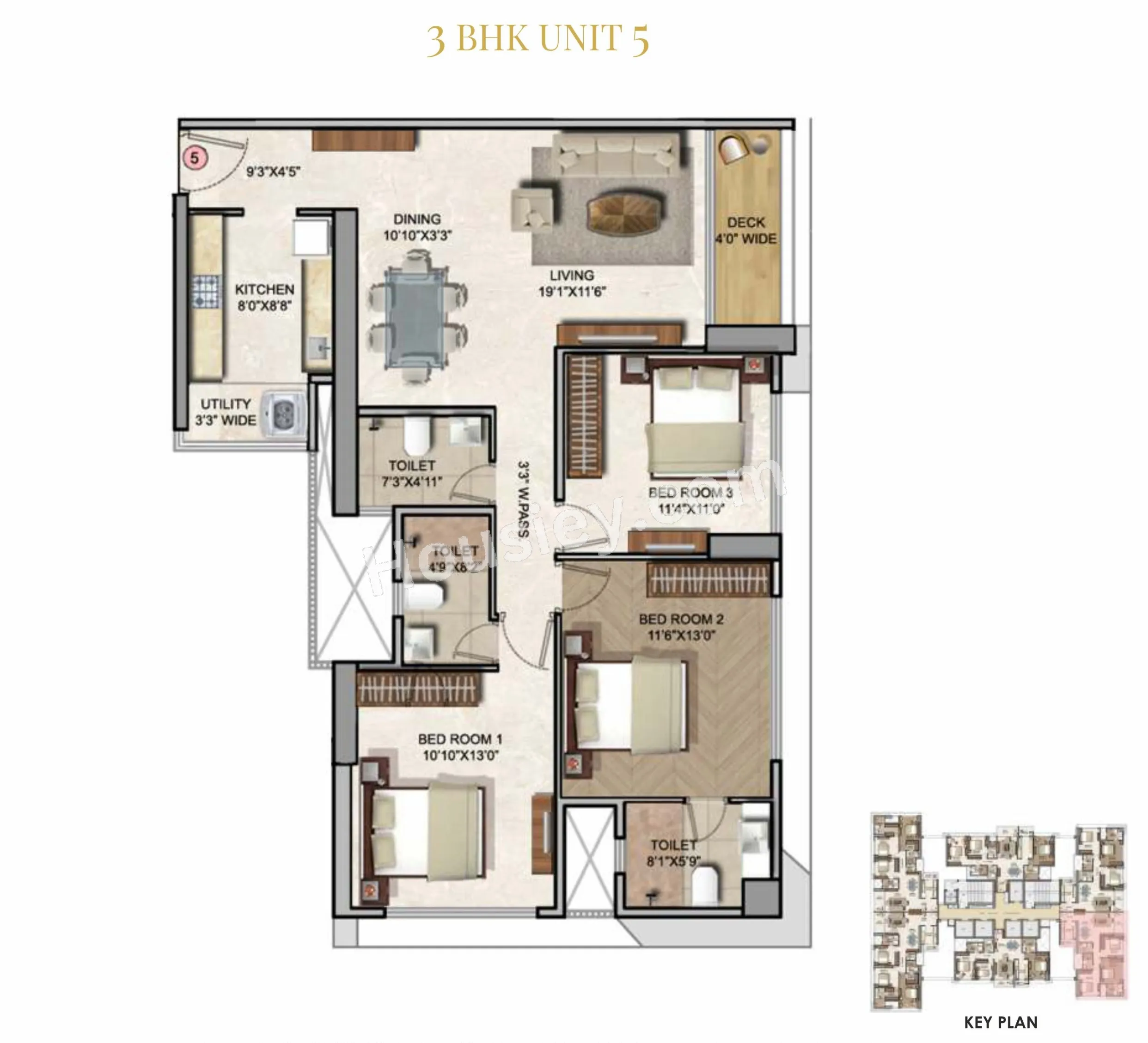 Runwal Zenith Unit plan - 1072 sq.ft.