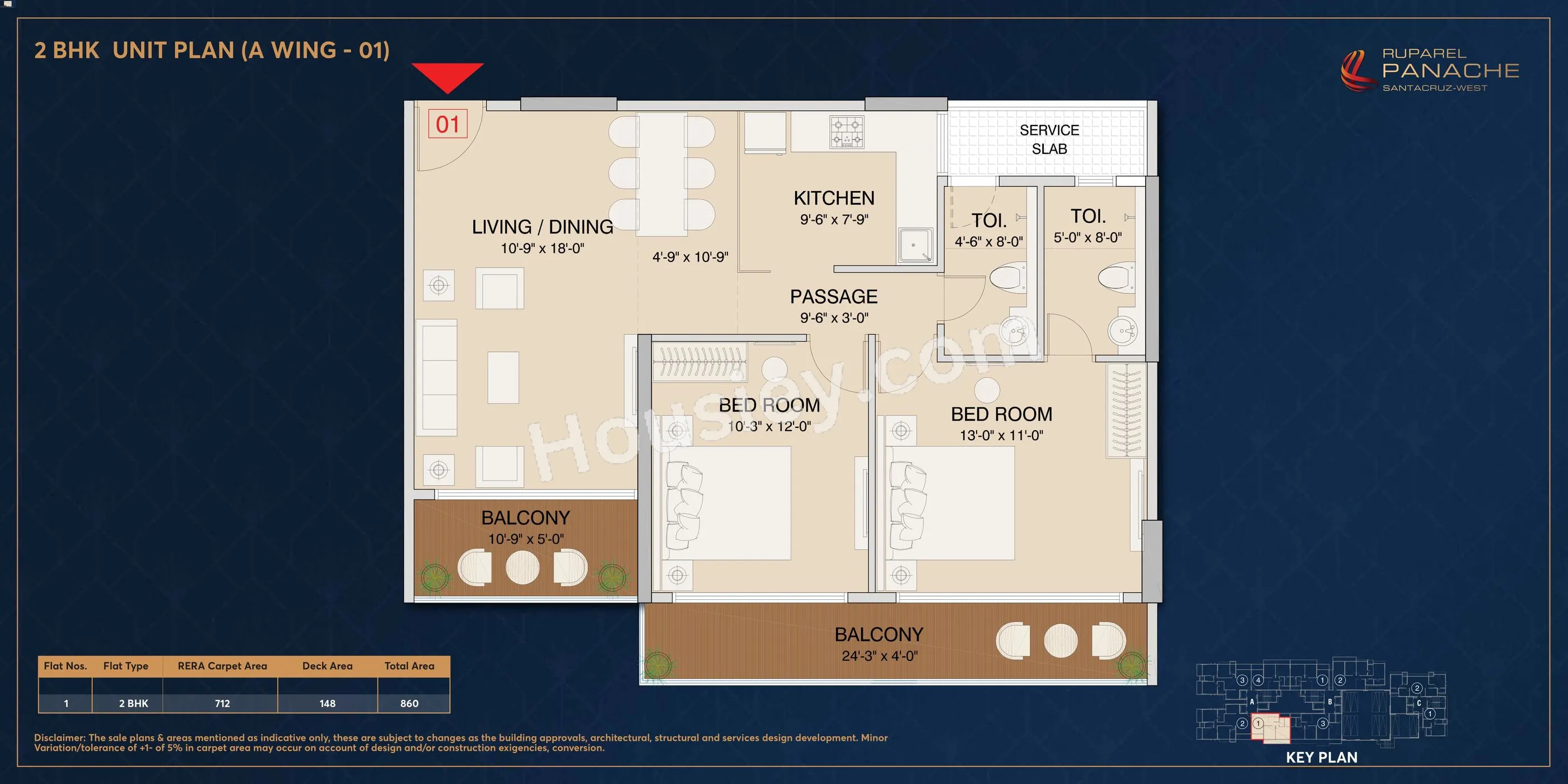 Ruparel Panache Unit plan - 860 sq.ft.