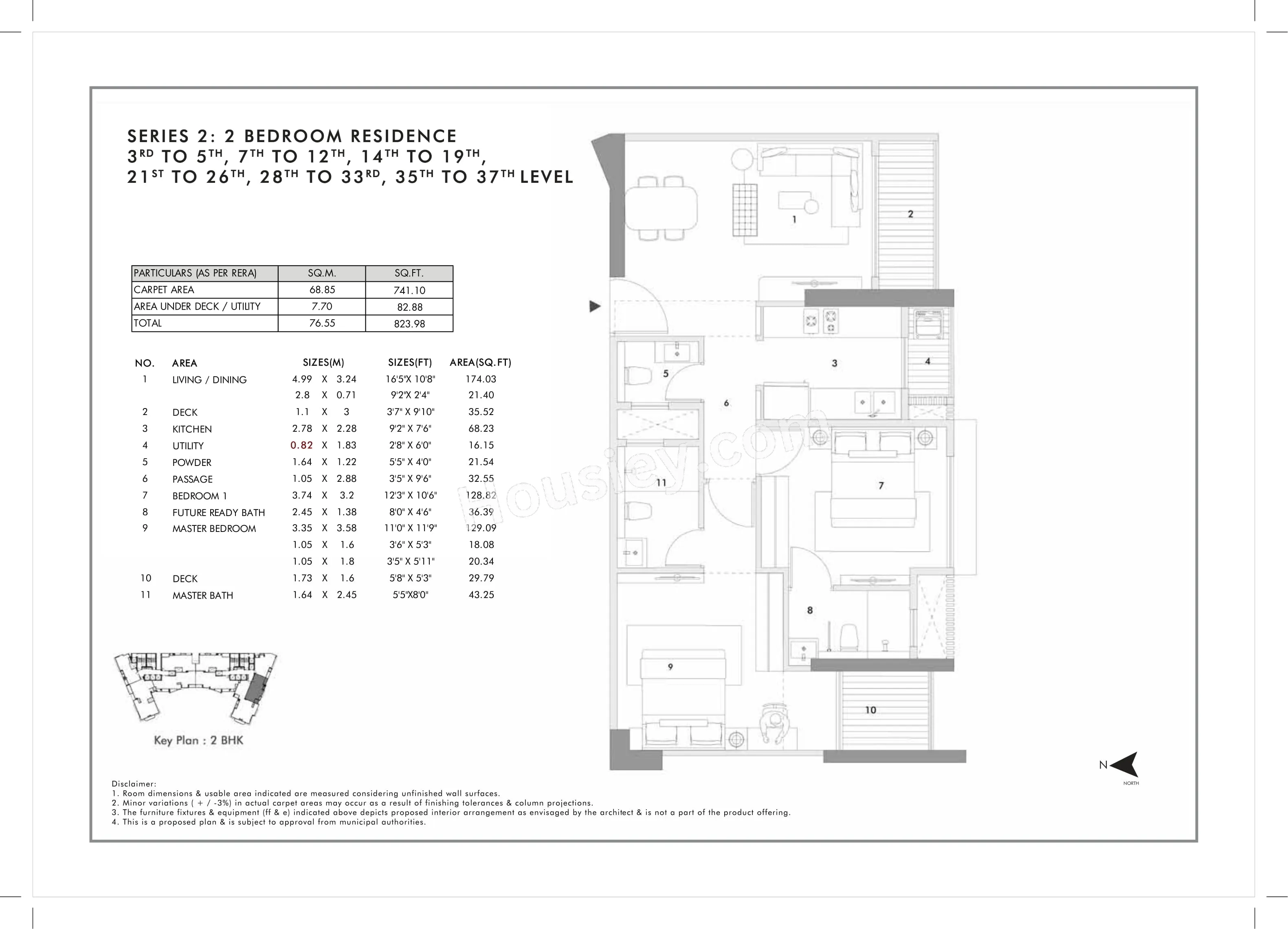 Rustomjee Matunga Unit plan - 824 sq.ft.