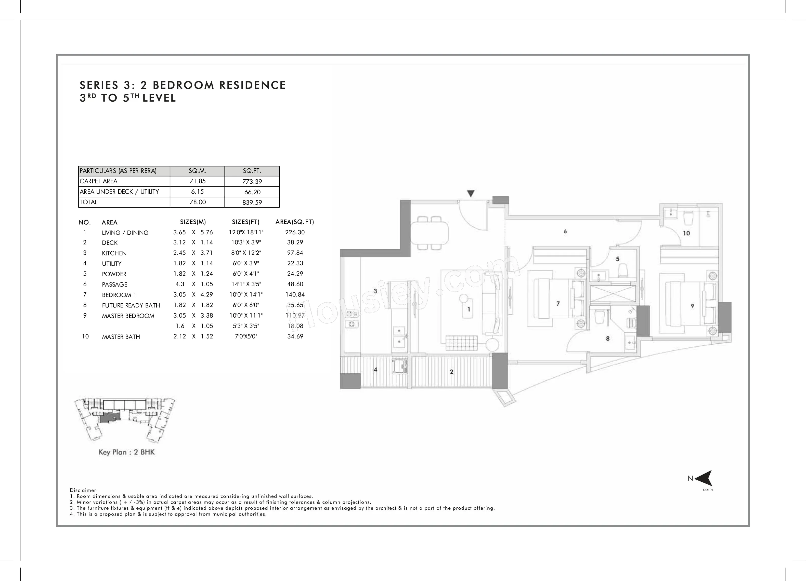 Rustomjee Matunga Unit plan - 840 sq.ft.