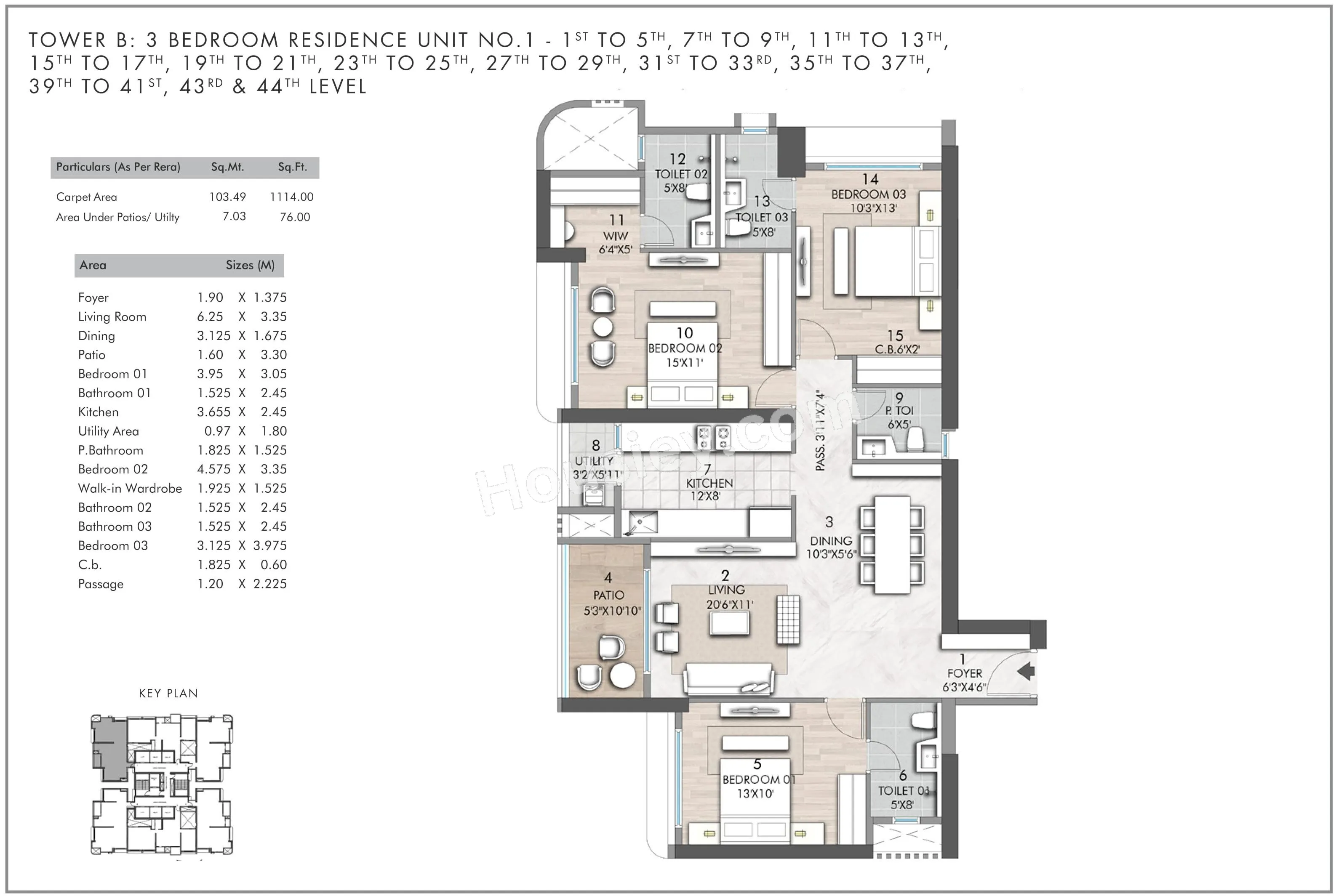Rustomjee Verdant Vistas Unit plan - 1190 sq.ft.
