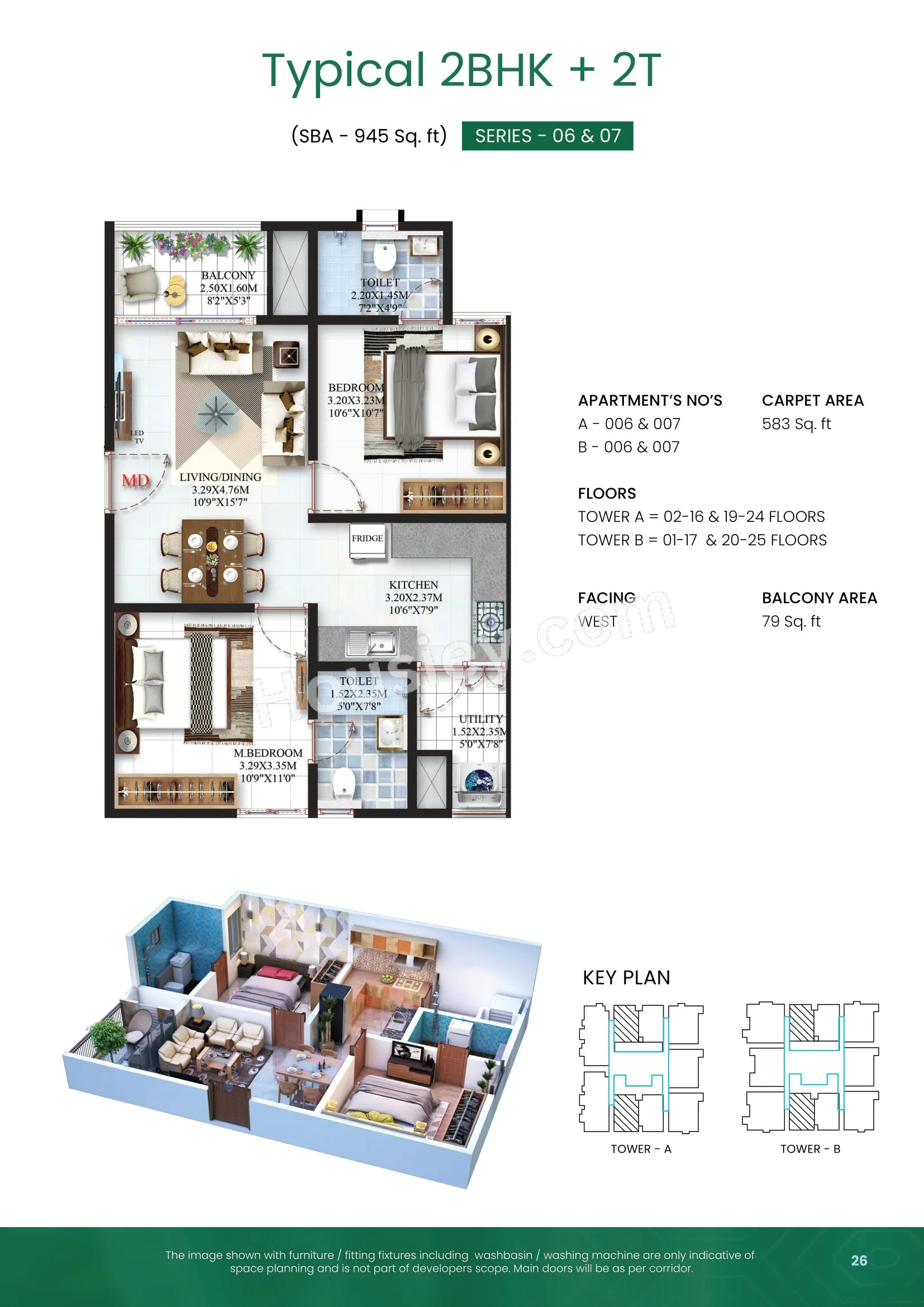 SBR Minara Unit plan - 583 sq.ft.
