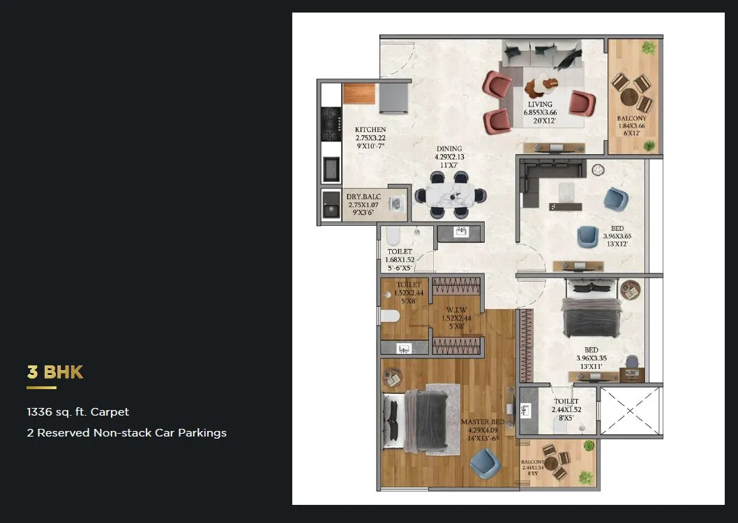 SSPL The Strand Unit plan - 1336 sq.ft.
