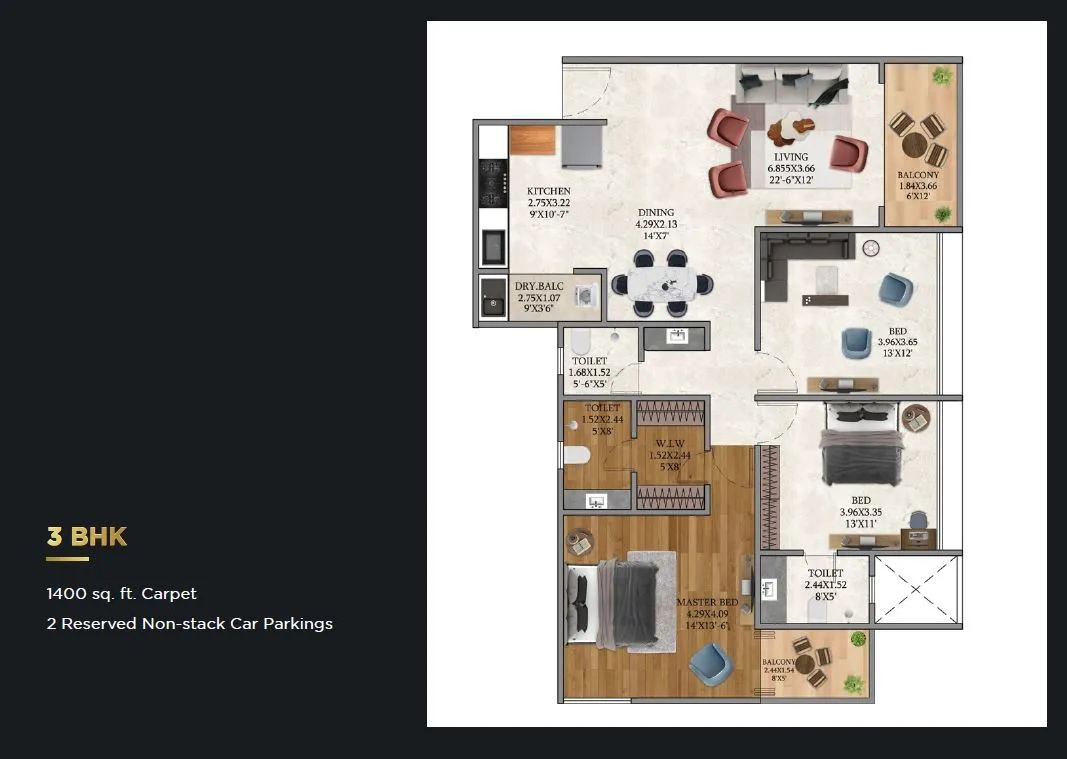 SSPL The Strand Unit plan - 1400 sq.ft.