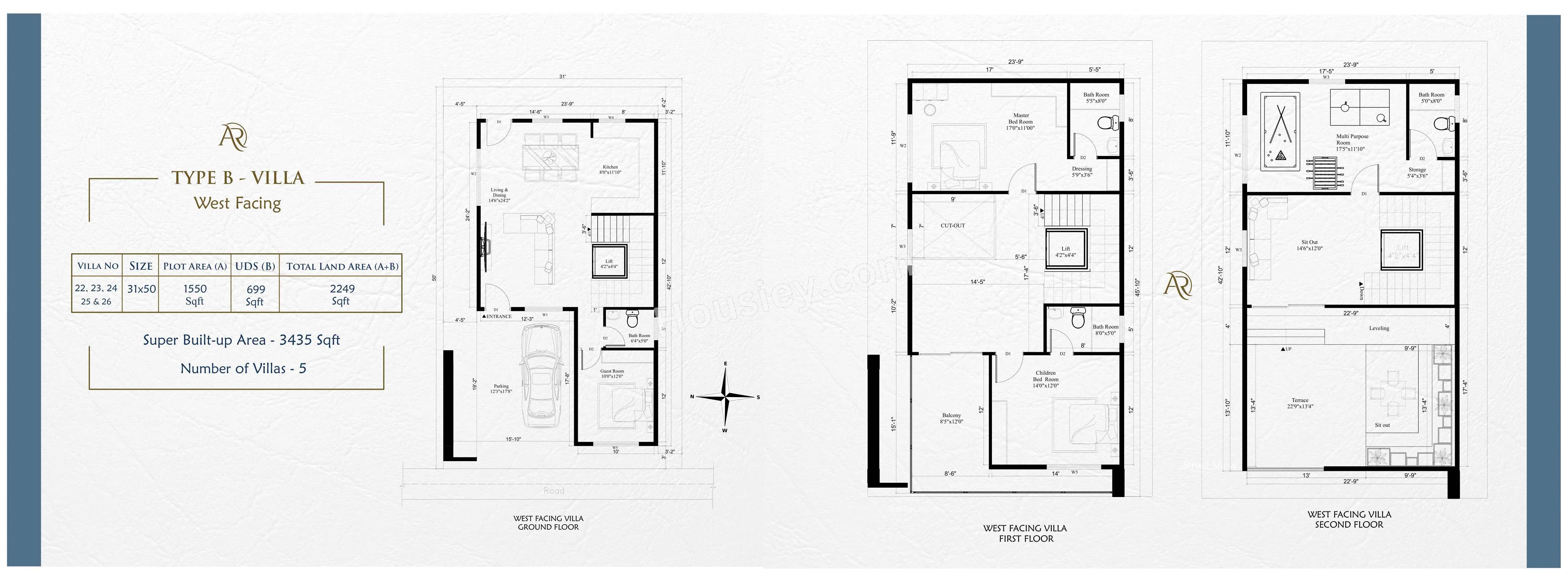 S And S AR Villas Unit plan - 1550 sq.ft.