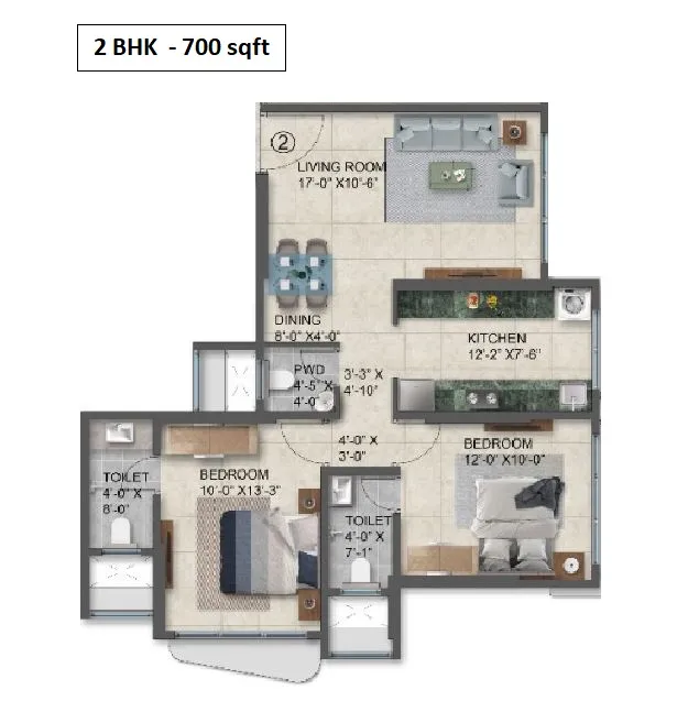 Sahakar Revanta Unit plan - 700 sq.ft.