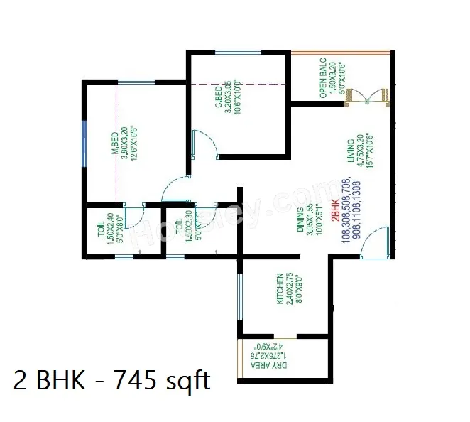 SSD Sai Grace Unit plan - 745 sq.ft.