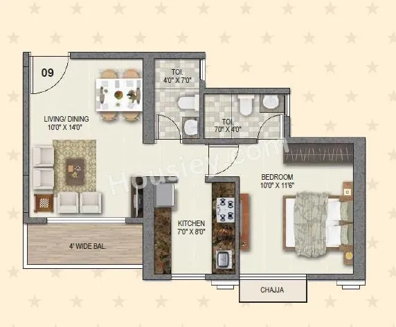 Sai World Dreams Unit plan - 473 sq.ft.