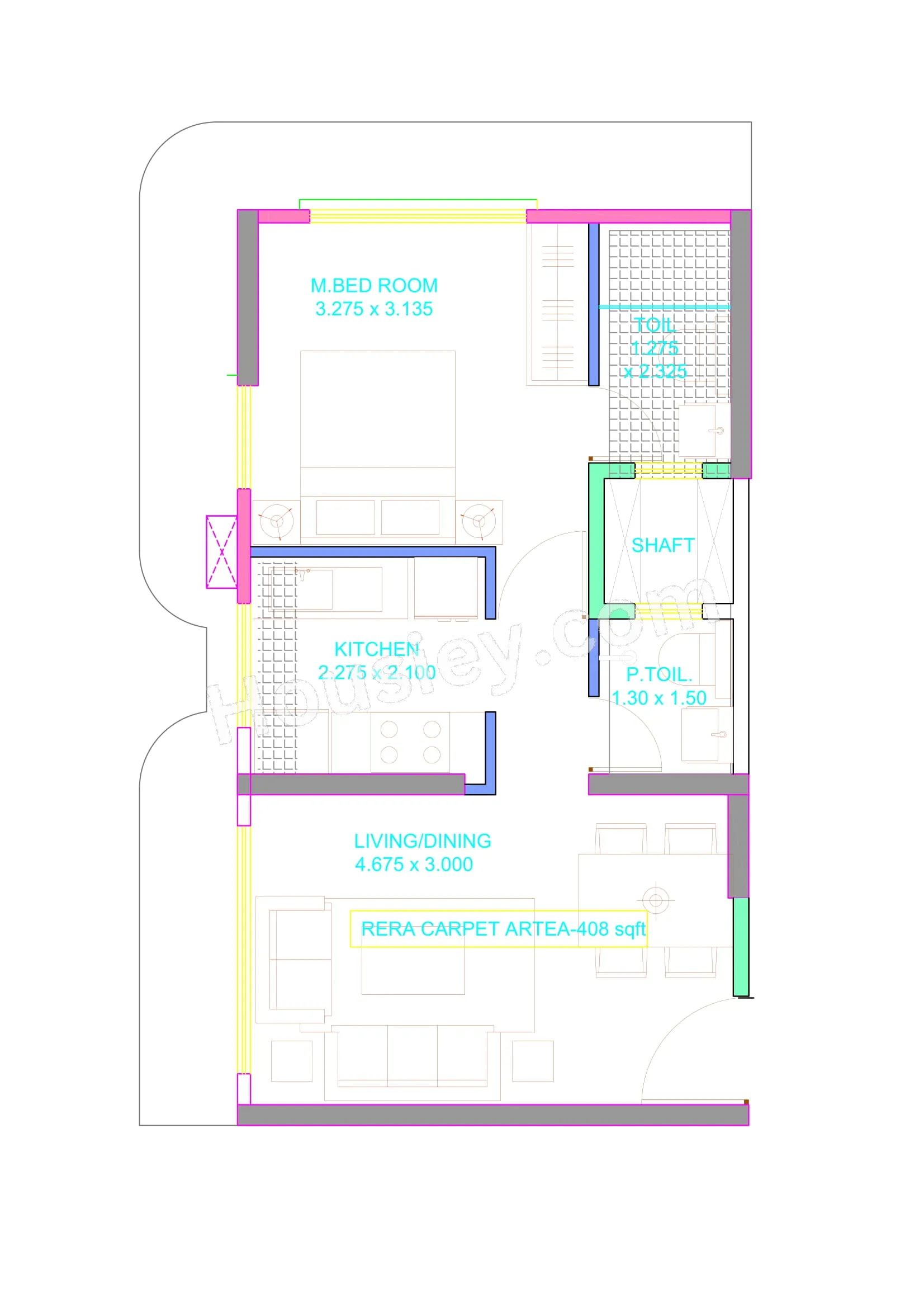 Unit plan - 408 sq.ft.