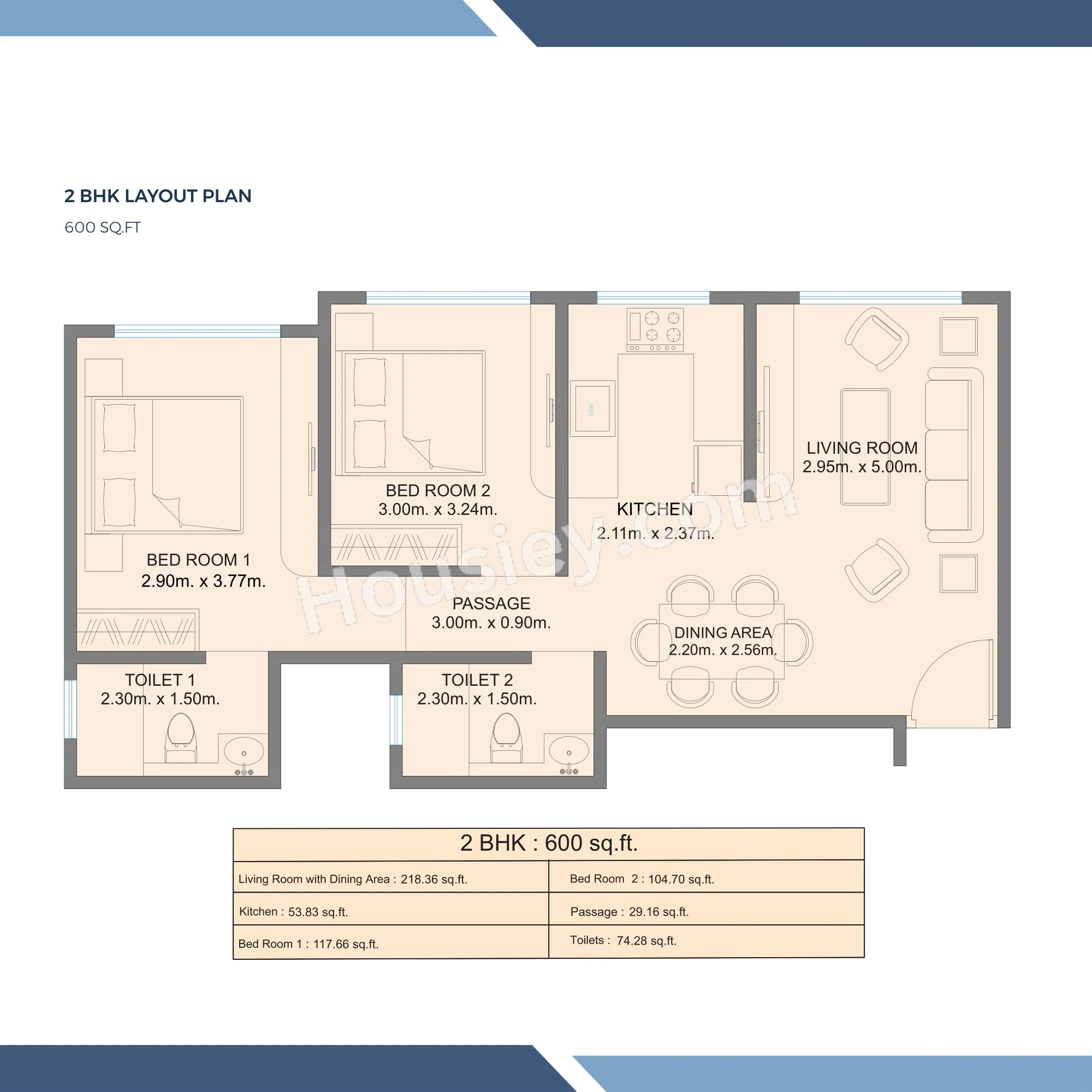 Unit plan - 600 sq.ft.