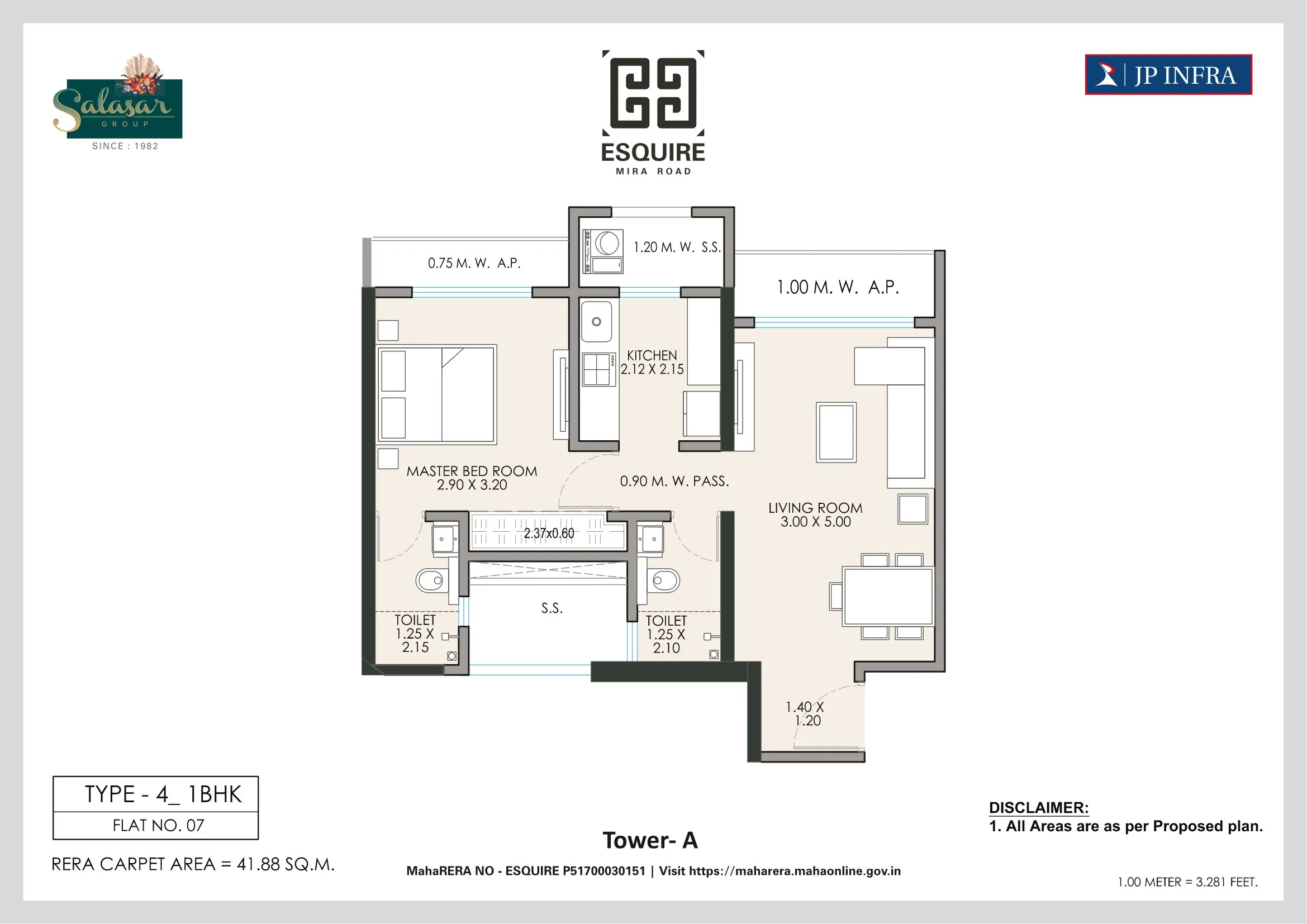 Salasar Esquire Unit plan - 530 sq.ft.