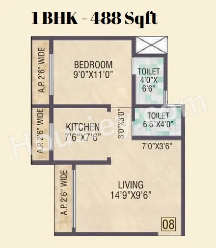 Samaira Opulence Unit plan - 488 sq.ft.