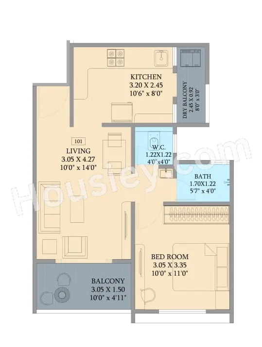 Samartha Platinum Towers Unit plan - 504 sq.ft.