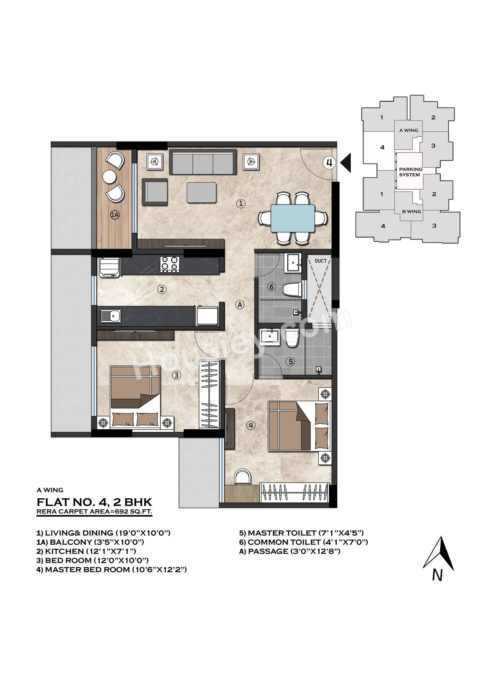 Sanghvi Infenia Unit plan - 692 sq.ft.
