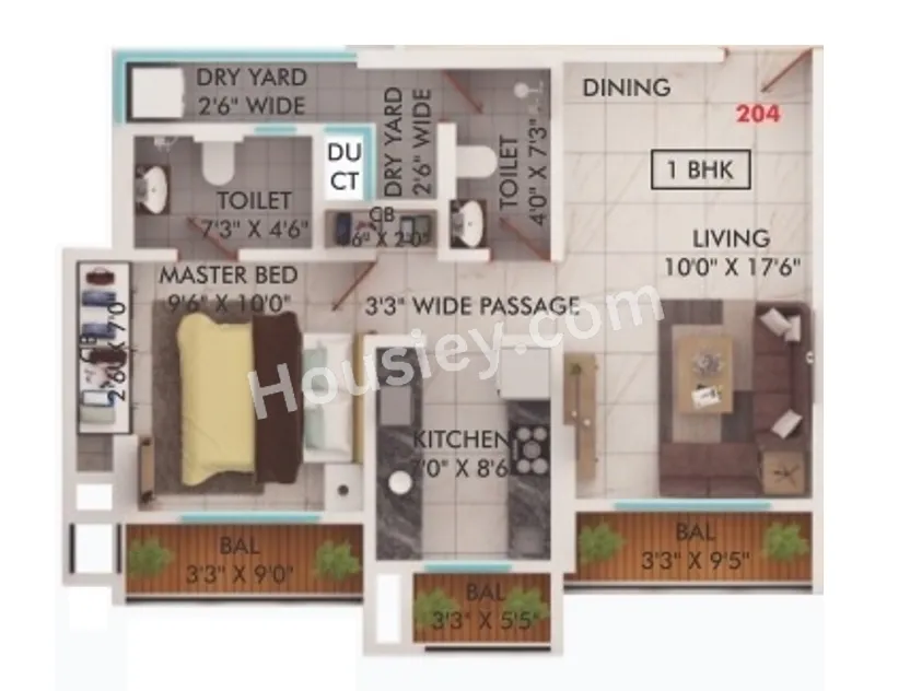 Sanghvi Nesta Unit plan - 550 sq.ft.
