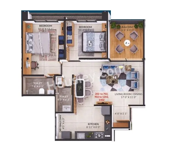 Sankalp Alyssum Unit plan - 714 sq.ft.